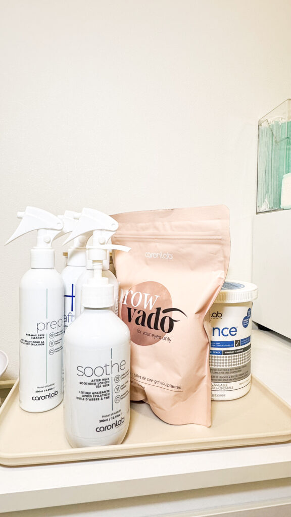 Professional waxing products on a shelf at Bangkok Glow